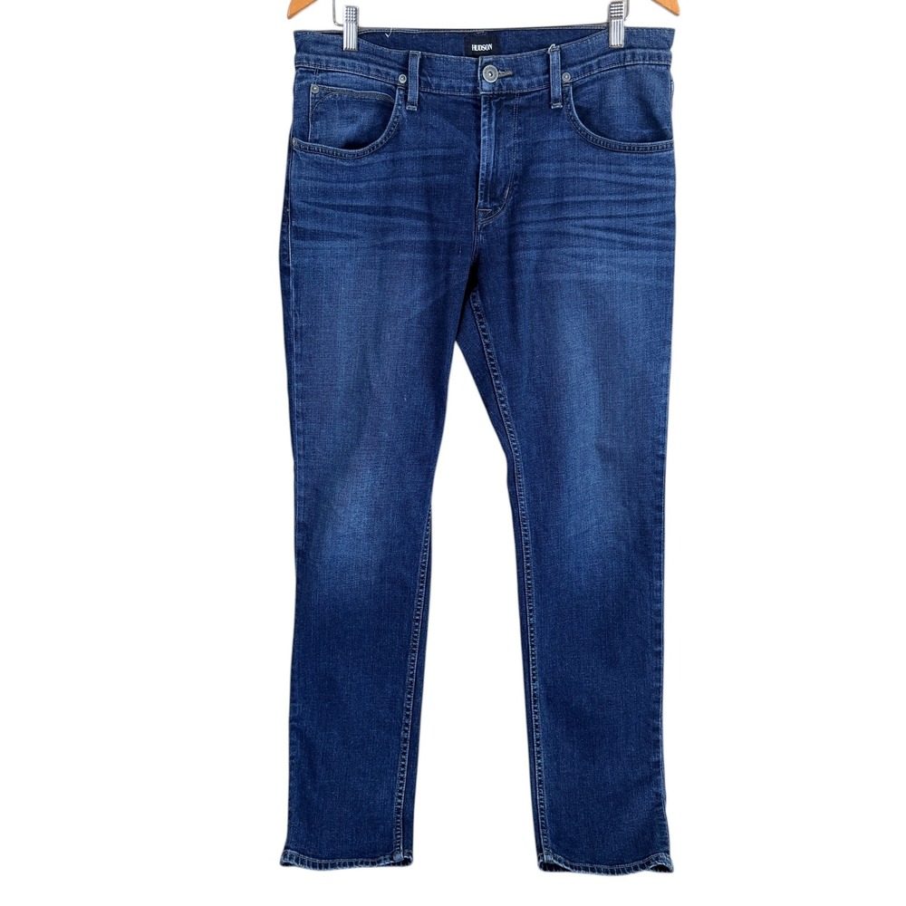Hudson Blake Slim Straight Jeans Mens 34x33 Genn Blue NM275ZZAW Stretch‎ Denim